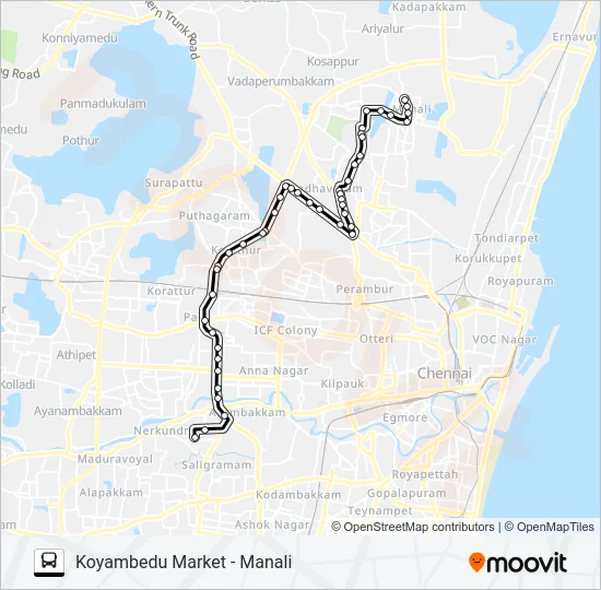 121A Bus Line Map