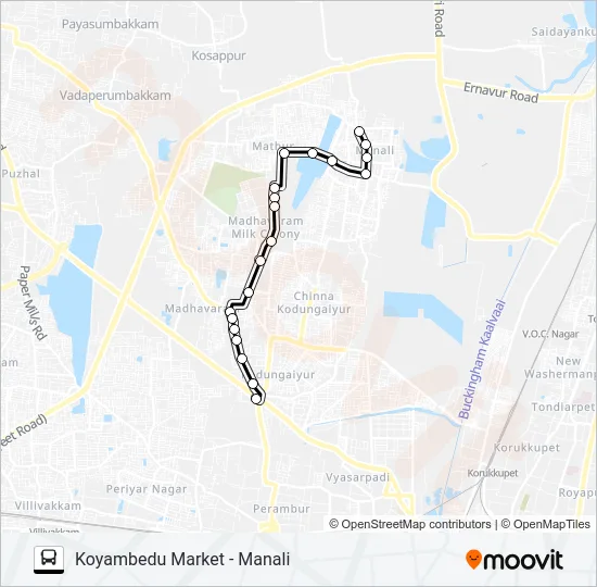 121A Bus Line Map