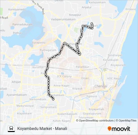 121A Bus Line Map