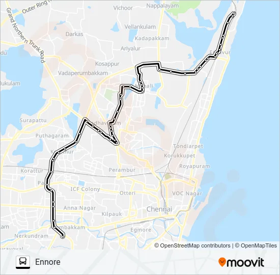 121C Bus Line Map