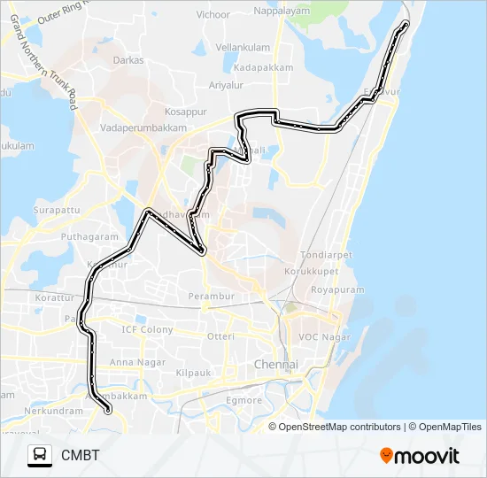 121C Bus Line Map