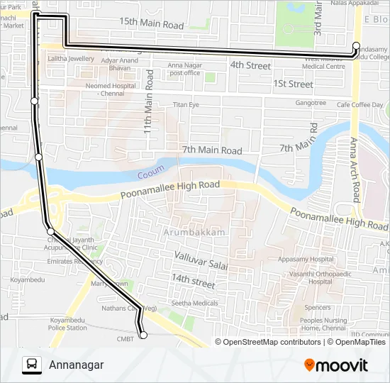 121C Bus Line Map