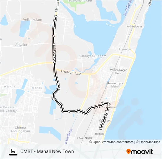 121D Bus Line Map