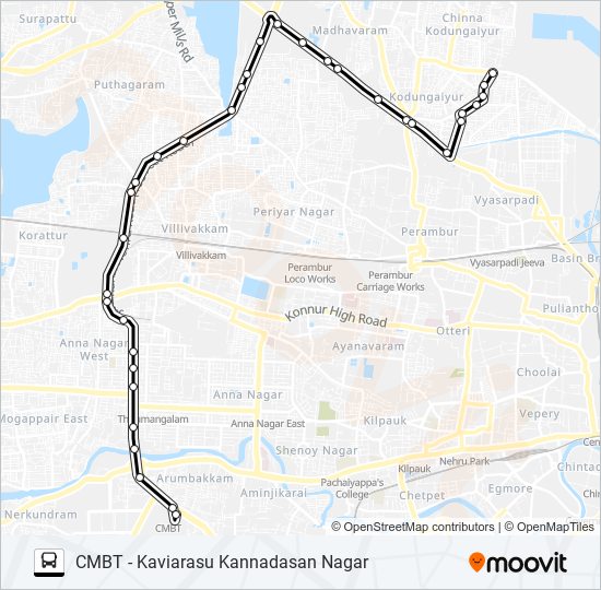 121G Bus Line Map