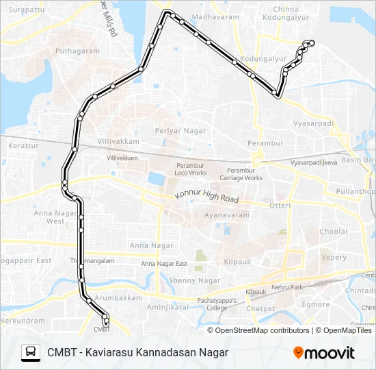 121G Bus Line Map