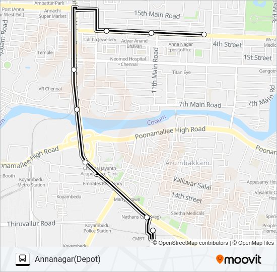 153P Bus Line Map