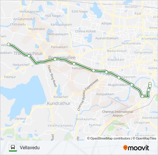 154E bus Line Map