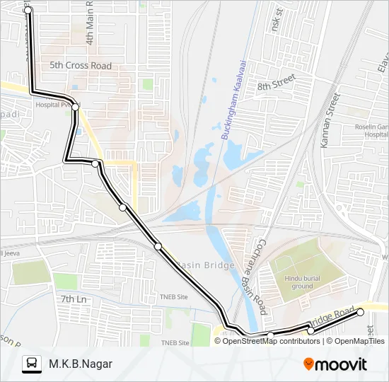 547A Bus Line Map