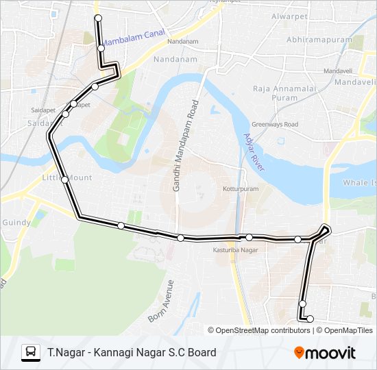 M19B bus Line Map