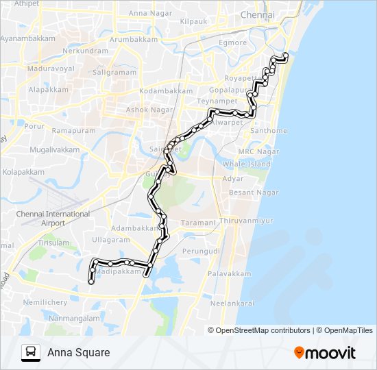 M45E bus Line Map