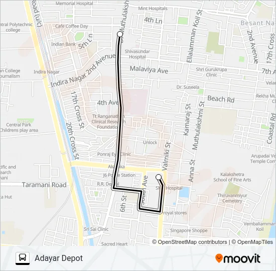 102CT Bus Line Map