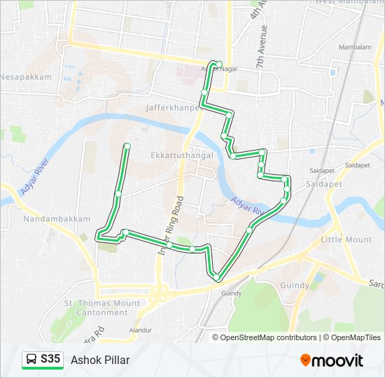 S35 bus Line Map