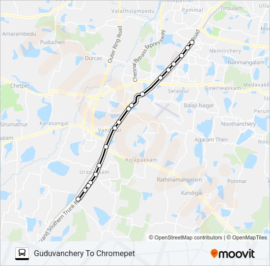 M52ET bus Line Map