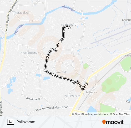 M52ET bus Line Map