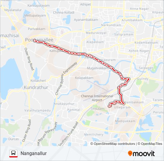 154B bus Line Map