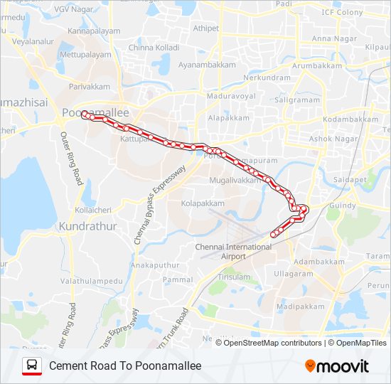 154B Bus Line Map