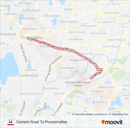 154B Bus Line Map