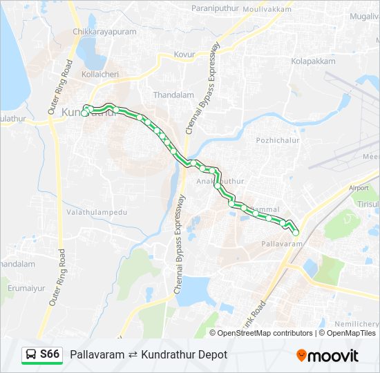 S66 bus Line Map