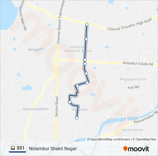 S51 Bus Line Map