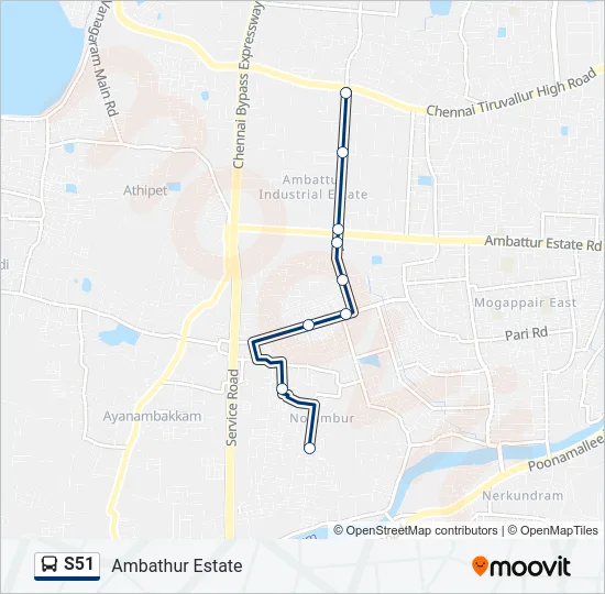 S51 Bus Line Map
