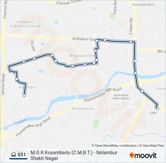 S51 Bus Line Map