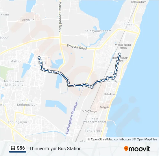 S56 Bus Line Map