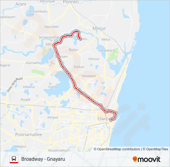 57J Bus Line Map