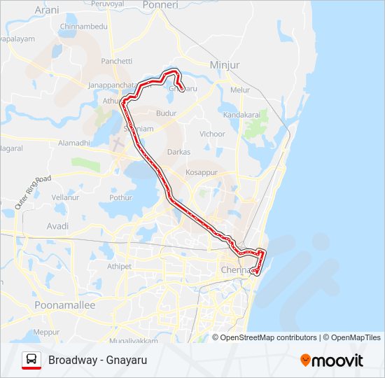 57J bus Line Map