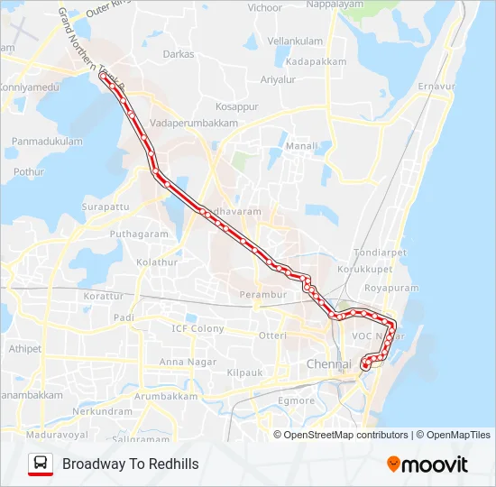 57J Bus Line Map