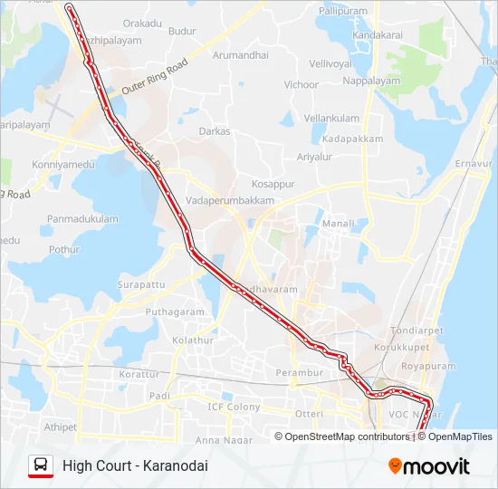57F Bus Line Map
