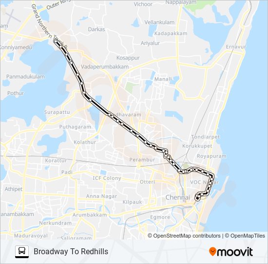 57M bus Line Map