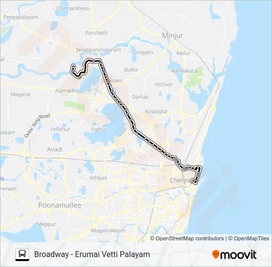 57H Bus Line Map