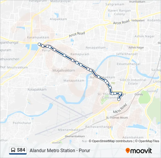 S84 Bus Line Map