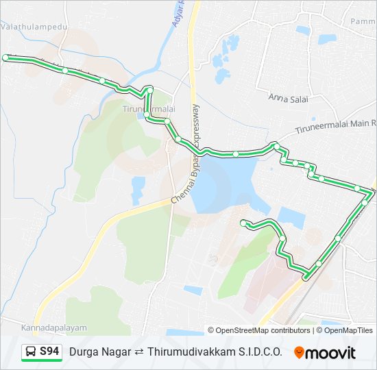 S94 bus Line Map