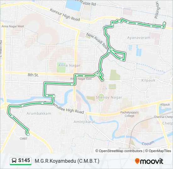 S145 Bus Line Map