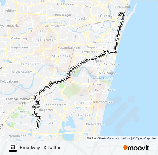 N45B Bus Line Map