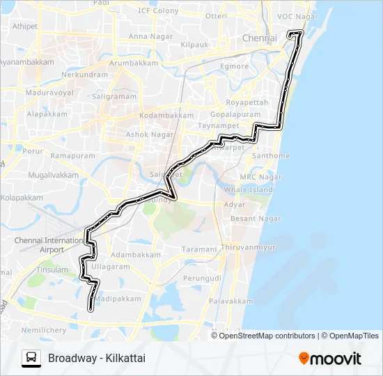 N45B Bus Line Map