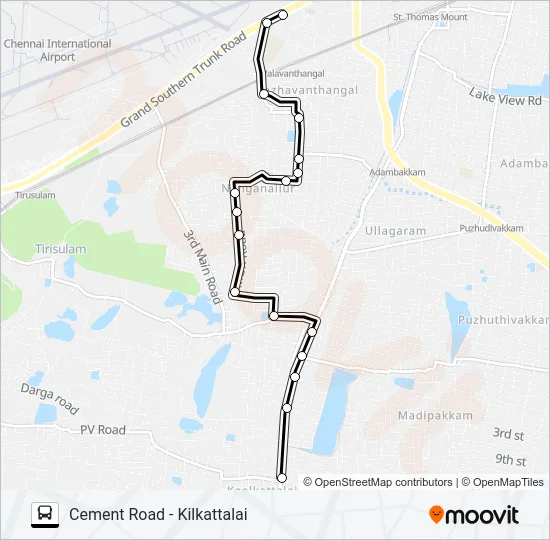 N45B Bus Line Map