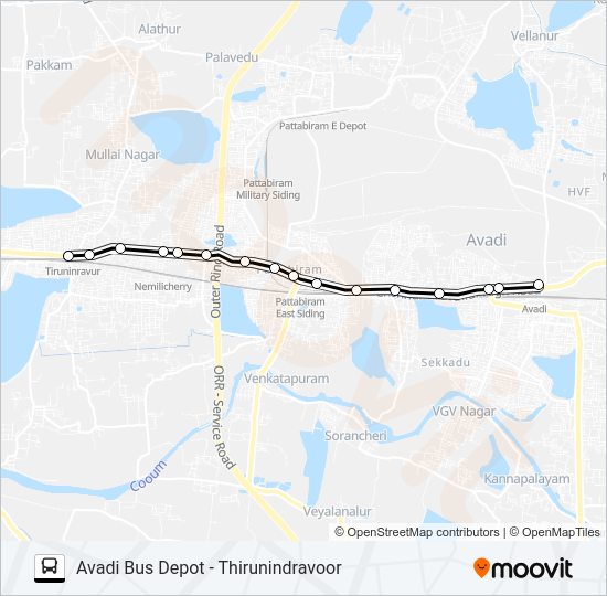 580M Bus Line Map