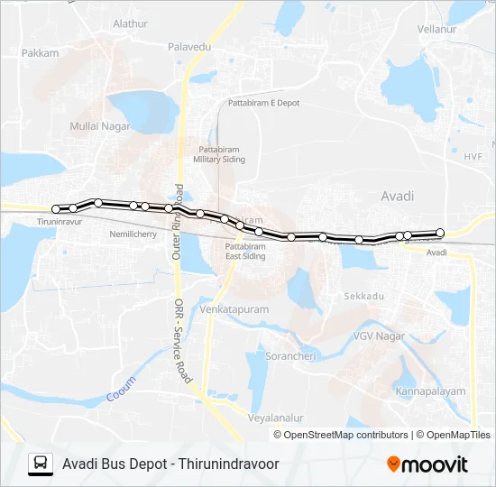 580M Bus Line Map