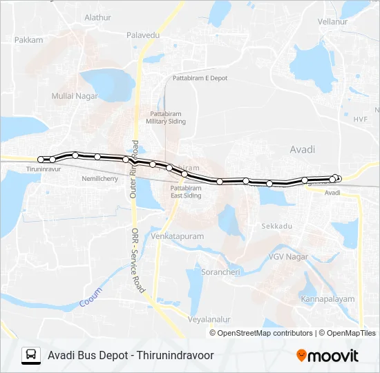 580M Bus Line Map