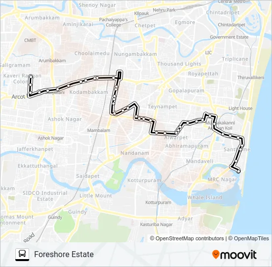 12E Bus Line Map
