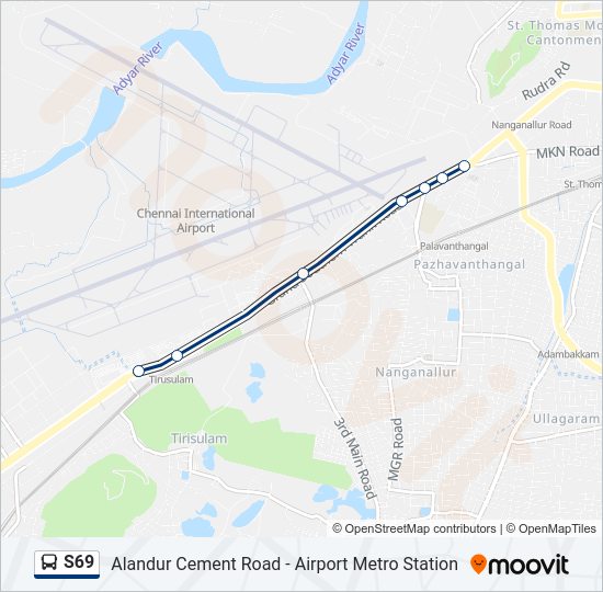 S69 bus Line Map