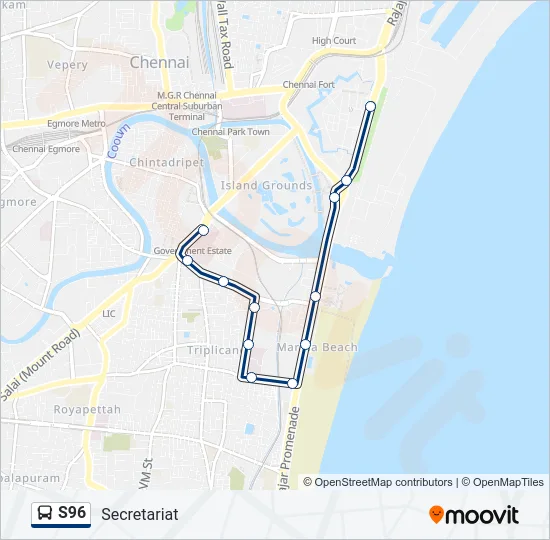 S96 Bus Line Map