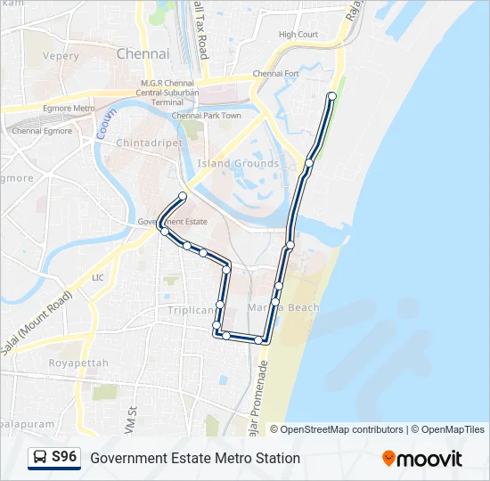 S96 Bus Line Map