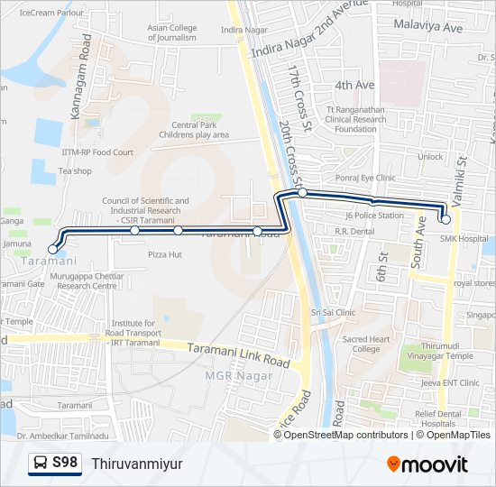 S98 bus Line Map