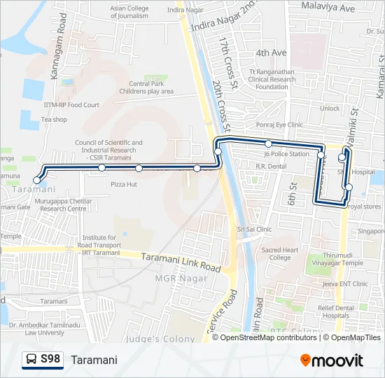 S98 Bus Line Map