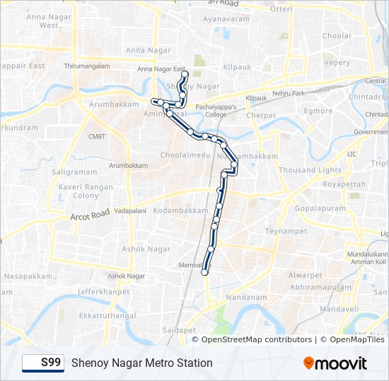s99 Route Schedules, Stops & Maps Shenoy Nagar Metro Station (Updated)