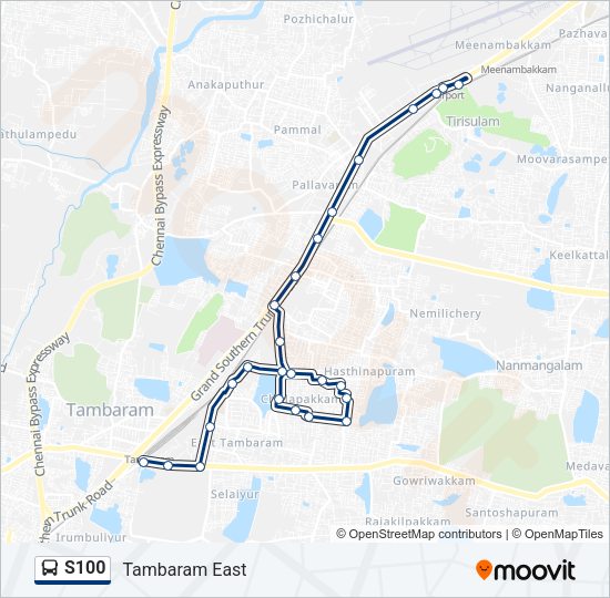 S100 bus Line Map