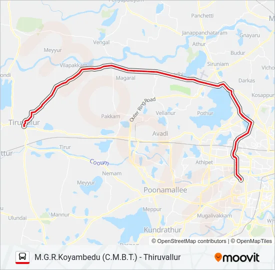 505A Bus Line Map